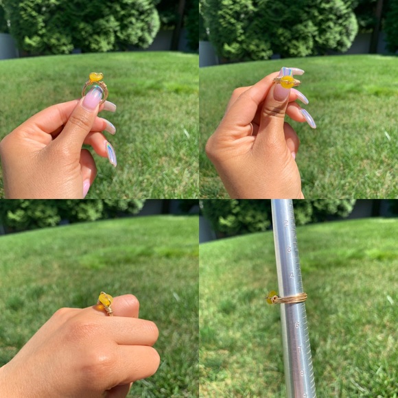 ❗️SOLD❗️ Handmade Gold Copper Wire Bead/Stone Rings - Picture 6 of 8